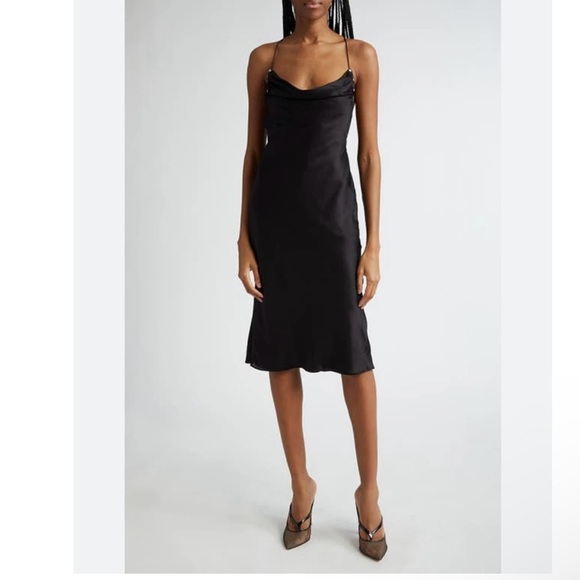 Dion Lee Rivet Detail Cowl Neck Satin Dress Black Size 2 - Picture 7 of 16
